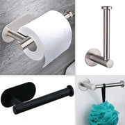 No-Drill Stainless Steel Toilet Paper Holder - Adhesive Wall Mount