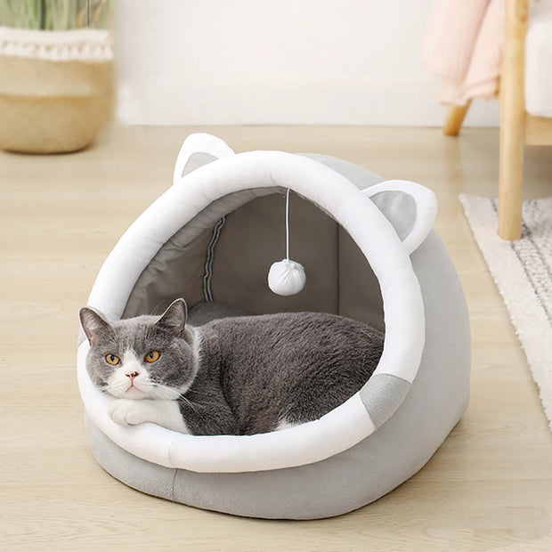 Soft Plush Cat Bed House - Washable Kitten Lounger, Small Dog Tent & Cave Mat for Cats & Puppies | Luxe Home & Pet Co.