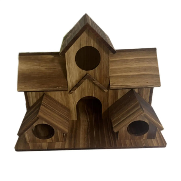 Wooden Hanging Bird House – Outdoor 3-Hole Birdhouse for Sparrows, Bluebirds, and More