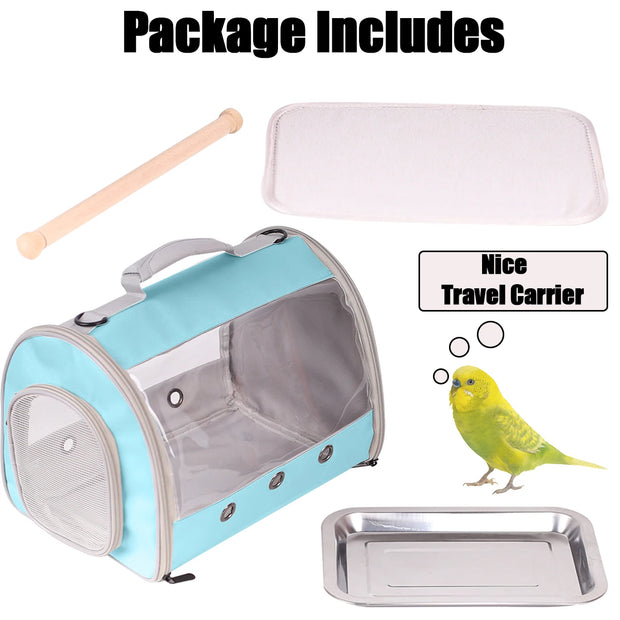 Halinfer Transparent Bird Carrier Backpack – See-Through Carrier for Parrots, Cockatiels, and Small Animals