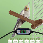 Heated Bird Perch Stand for Cage - Adjustable Temperature Parrot Perch Warmer with Anti-Bite Protection for Parakeets, Budgies, and Cockatiels