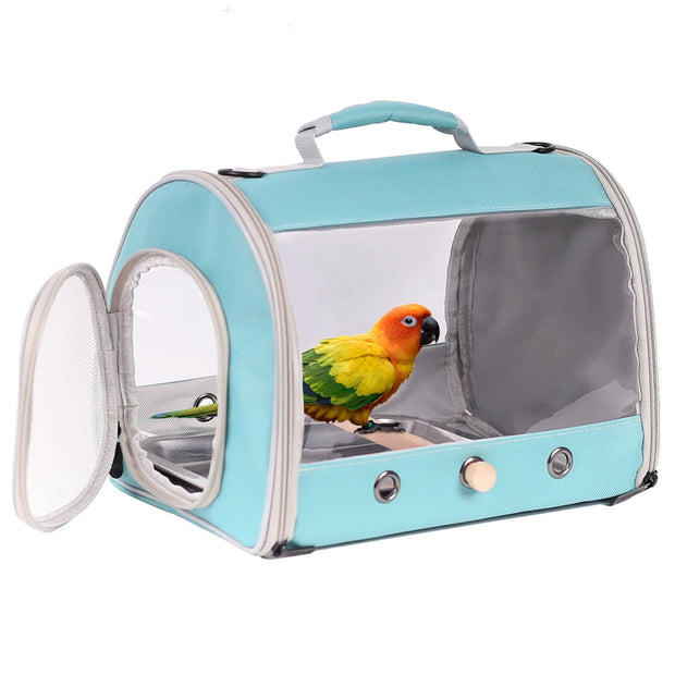 Halinfer Transparent Bird Carrier Backpack – See-Through Carrier for Parrots, Cockatiels, and Small Animals