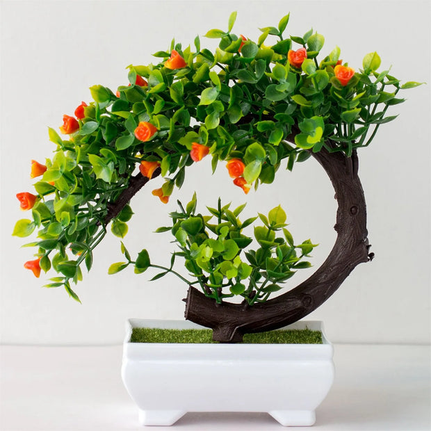 Artificial Bonsai Tree Potted Plants – Simulated Fake Flowers for Table Decor, Room Ornaments