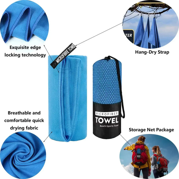 Quick-Dry Microfiber Sports Towel – Perfect for Yoga, Gym, Outdoor Adventures & More