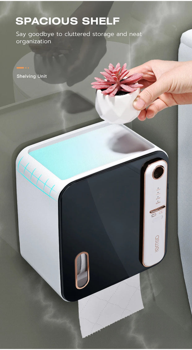 Multifunction Toilet Paper Box with Smart Aromatherapy - Wall Mount Storage Rack, Waterproof Paper Holder