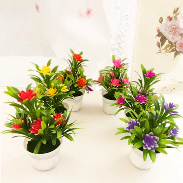 Artificial Lotus Flower Potted Plant – Simulated Plastic Bonsai Decoration for Home, Party, Office & DIY Decor (11x18cm)