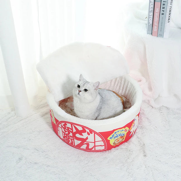 Instant Noodle Shaped Pet House – Soft Plush Cat and Dog Bed