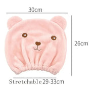 Cute Bear Microfiber Hair Drying Hat - Super Absorbent Bath Towel Cap