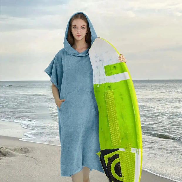 Beiwoer Microfiber Surf Changing Poncho Towel – Quick-Dry, Hooded, Portable Beach Robe for Swimming, Surfing, and Outdoor Activities