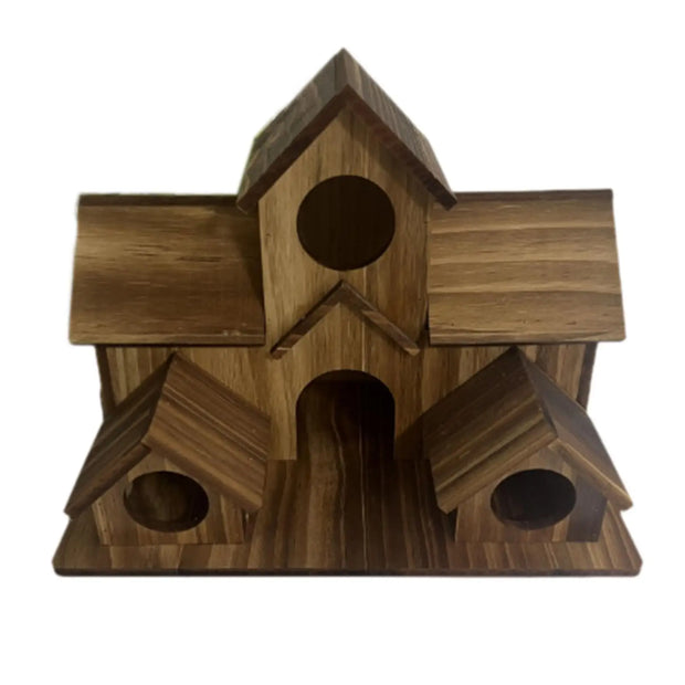 Wooden Hanging Bird House – Outdoor 3-Hole Birdhouse for Sparrows, Bluebirds, and More