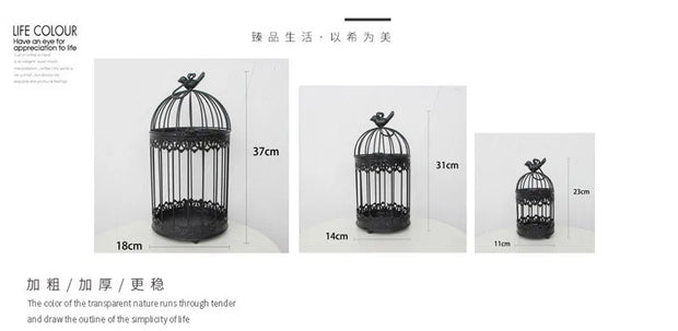 Modern Iron Wrought Metal Birdcage - White Hanging Flowerpot for Succulent Plants