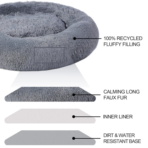 Breathable Donut Shaped Pet Bed – Cozy Round Cushion for Cats and Dogs