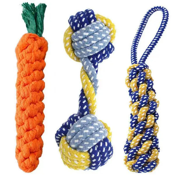 Durable Cotton Cord and Rubber Chew Toys for Dogs - Interactive Balls and Ropes