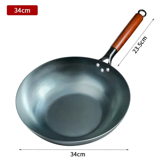 Pre-Seasoned Cast Iron Wok Pan – Non-Coating, Durable Frying Pan for Gas & Induction Stoves