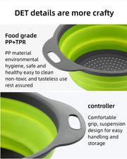 Folding Silicone Drain Basket, Collapsible Strainer for Fruits & Vegetables, Kitchen Storage Tool, 24x19.5cm