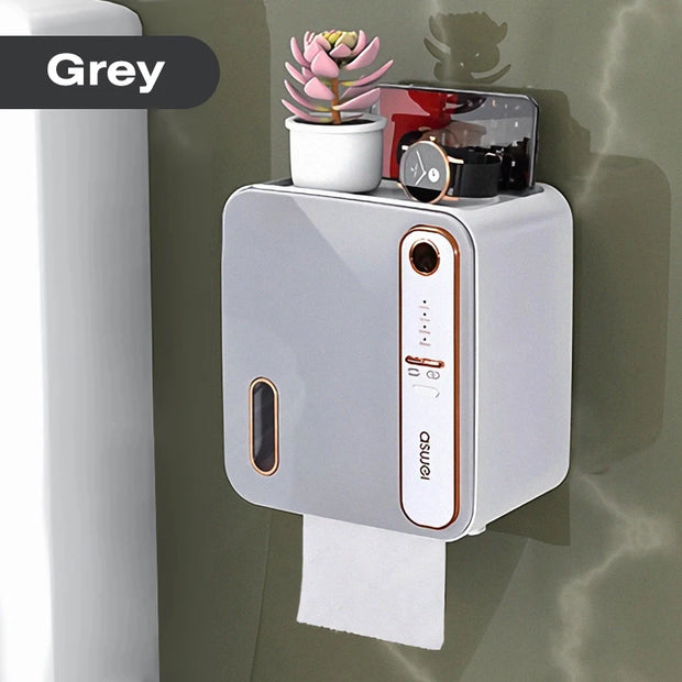 Multifunction Toilet Paper Box with Smart Aromatherapy - Wall Mount Storage Rack, Waterproof Paper Holder