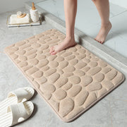 Cobblestone Embossed Memory Foam Bathroom Mat – Non-Slip, Super Absorbent, Soft Coral Fleece, Eco-Friendly