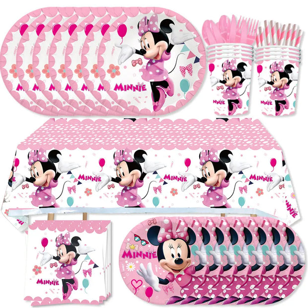 Minnie Mouse Birthday Party Supplies – Disposable Tableware, Balloons, Cups, Plates, Tablecloth, Baby Shower Decorations