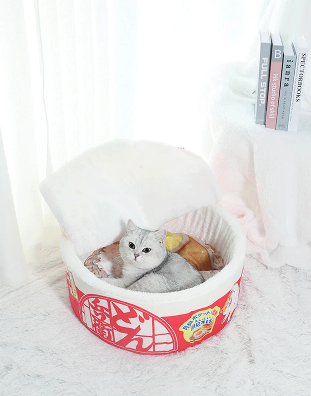 Instant Noodle Shaped Pet House – Soft Plush Cat and Dog Bed