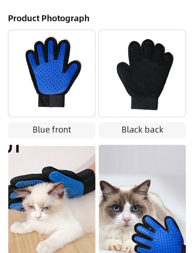 Silicone Pet Hair Remover Gloves – Cat &amp; Dog Grooming, Bathing, and Massage Brush for Easy Hair Removal