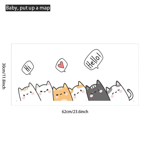 1PC  Sartoon Cute Cat Stickers For Decorating Bedroom Wardrobe Doors, With Waterproof Self-adhesive Stickers