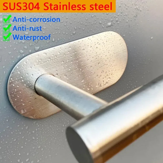 No-Drill Stainless Steel Toilet Paper Holder - Adhesive Wall Mount