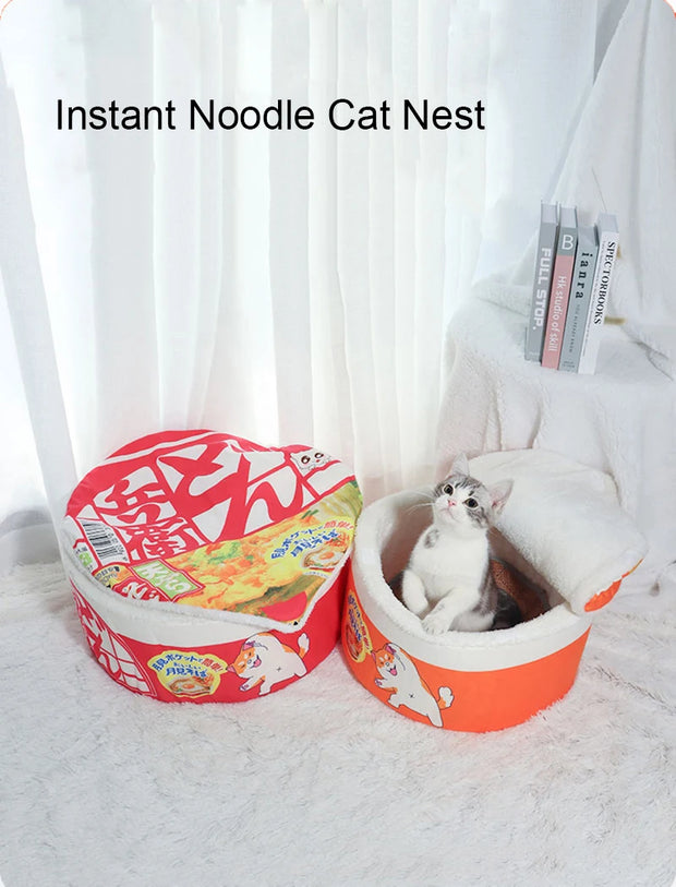 Instant Noodle Shaped Pet House – Soft Plush Cat and Dog Bed