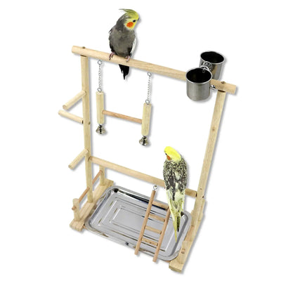 Wooden Bird Playground Platform Wooden Play Stand Bird Playing Gym for Cockatiels Conures Parakeets Cockatoos Cage Accessories