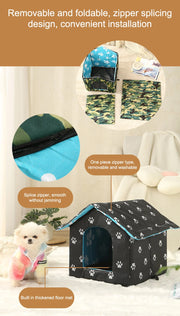 Outdoor Waterproof Cat House – Foldable Oxford Fabric Shelter for Stray Cats & Small Dogs