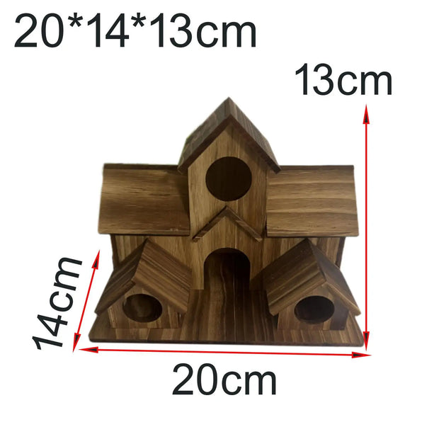 Wooden Hanging Bird House – Outdoor 3-Hole Birdhouse for Sparrows, Bluebirds, and More