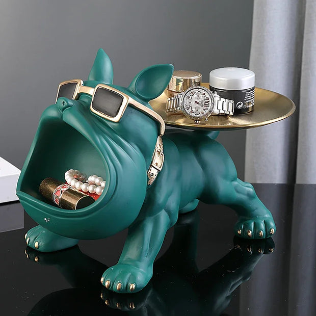 BulldogFigurine Dog Statue Storage Box – Resin Animal Ornament, Home Decor, Puppy Sculpture