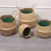 Handmade Rattan Woven Storage Basket - Multi-Use Decorative Flower Pot Cover & Handheld Basket | Rustic Home Décor