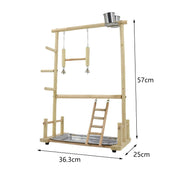 Parrot Playstand – Wooden Bird Playground with Feeder Cups, Climbing Toy for Parakeets, Cockatiels, and Lovebirds