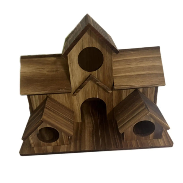 Wooden Hanging Bird House – Outdoor 3-Hole Birdhouse for Sparrows, Bluebirds, and More