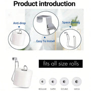 Stainless Steel Wall Mount Toilet Paper Holder – Rustproof, No Punching Installation