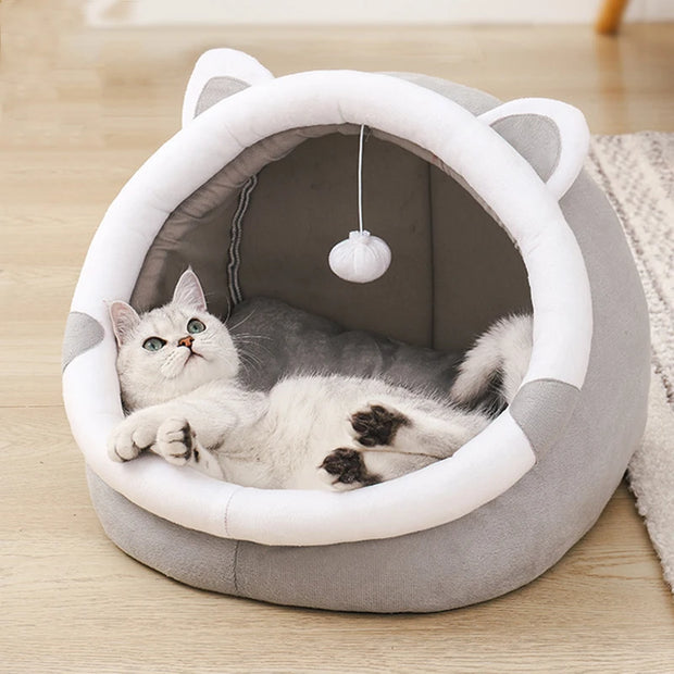 Soft Plush Cat Bed House - Washable Kitten Lounger, Small Dog Tent & Cave Mat for Cats & Puppies | Luxe Home & Pet Co.