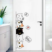 1PC  Sartoon Cute Cat Stickers For Decorating Bedroom Wardrobe Doors, With Waterproof Self-adhesive Stickers