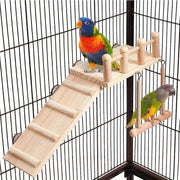 Wooden Bird Toy Set with Swing, Ladder, and Stand Platform for Small to Medium Birds