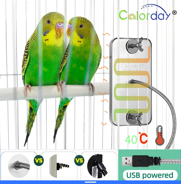 Colorday Snuggle-Up Electric Bird Heater - 5V USB Bird Cage Warmer for Parrots, Cockatiels, and Small Birds