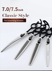 Pet Grooming Scissors – 440C Stainless Steel Dog &amp; Cat Grooming Shears, Shark, Cutting, Thinning, and Curved Styles for Professional and Home Use