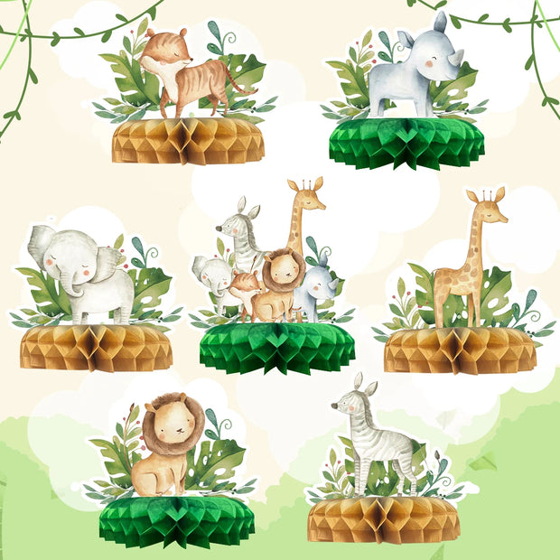 Jungle Animals Honeycomb Decorations – Safari Themed Party Supplies for Birthday, Baby Shower, Wild One, Kids & Gender Reveal