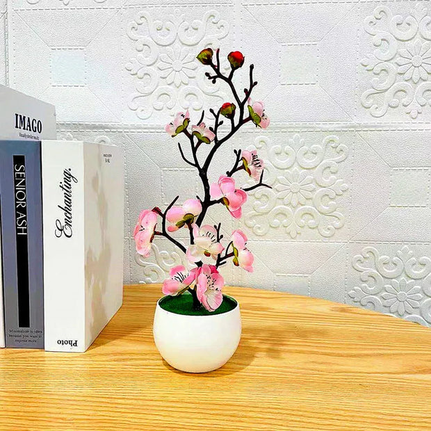 Artificial Bonsai Tree Plants – Small Simulation Potted Plants, Fake Flowers, Home Desk Decor, 21pcs