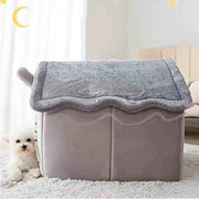 Indoor Warm Dog & Cat House - Soft Velvet Pet Bed with Removable Cushion