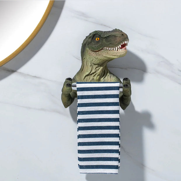 Dinosaur Toilet Paper Holder - Wall Mounted Resin Bathroom Storage