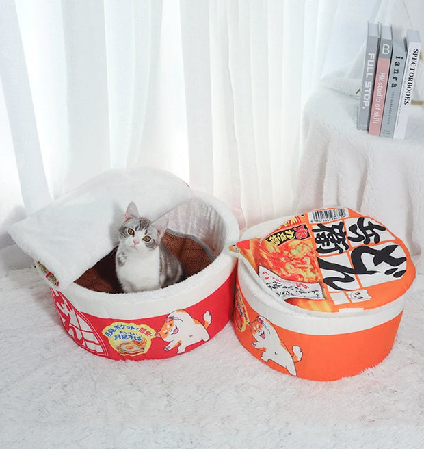 Instant Noodle Shaped Pet House – Soft Plush Cat and Dog Bed