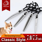 Pet Grooming Scissors – 440C Stainless Steel Dog &amp; Cat Grooming Shears, Shark, Cutting, Thinning, and Curved Styles for Professional and Home Use