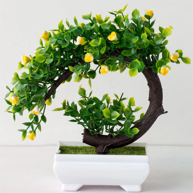 Artificial Bonsai Tree Potted Plants – Simulated Fake Flowers for Table Decor, Room Ornaments