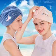 Dry Hair Towel – Soft Coral Fleece, Quick Absorbing, Button Design for Easy Wear