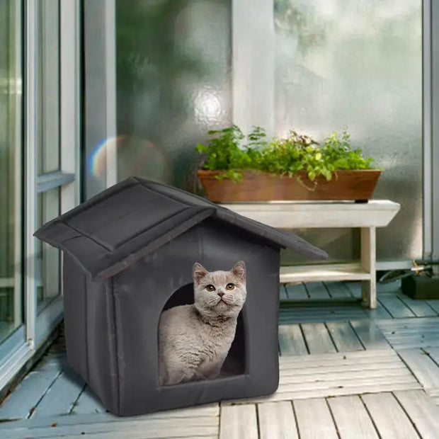 Foldable Waterproof Cat House - Winter Warm Insulated Bed for Outdoor Cats & Small Dogs