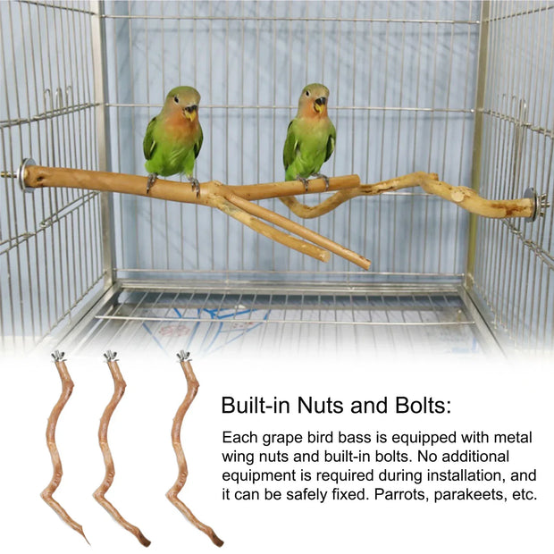 Natural Wooden Bird Perch – Parrot Stand &amp; Cage Accessory